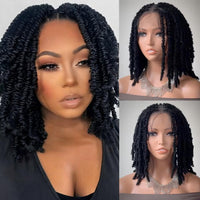 Synthetic Full Lace Braided Wigs 14 Inch Short Bob Knotless Box Braids Double Lace Twist Wigs