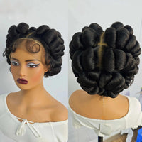 6Inch Transparent Full Lace Braided Wigs Short Cute Handmade Bantu Synthetic Knotless Braided Wigs