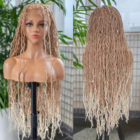 36 Inch Synthetic Faux Locs Knotless Braided Wig Full Lace Ombre Colored Hair Wig