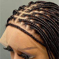 Glueless Knotless Box Braided Wig on Full Lace with Natural Root Color 1b Customizable braids