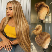 Honey Blonde & Mixed Straight HD Lace Human Hair Wig for Women - Image 1