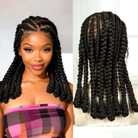 Cornrow Braided Wigs 16Inch Synthetic Full Lace Bantu Braids Wigs with Baby Hair