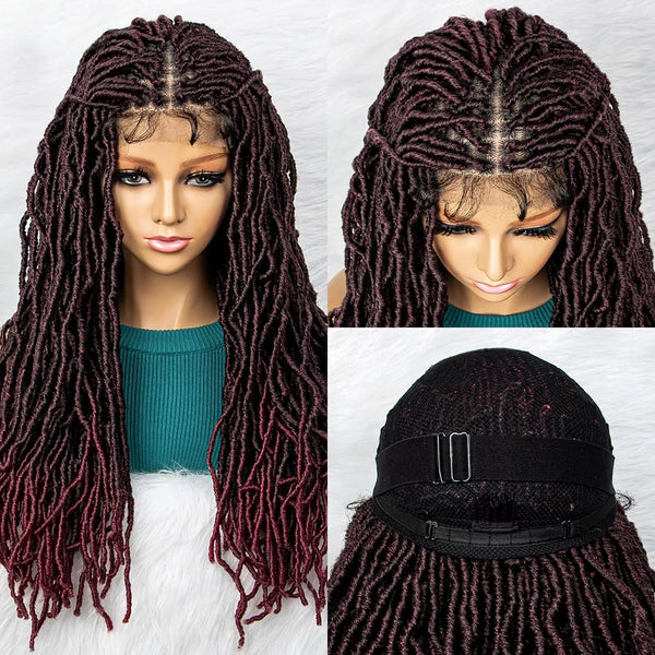 Synthetic 9x6 Transparent Lace Goddess Locs Braided Wigs