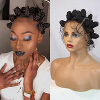 16" Bantu Knots Braided Wigs Synthetic Full Lace Wig