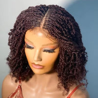 Hande Made Black Kinky Twist Braided Wig 5×5 Lace Wig for Woman