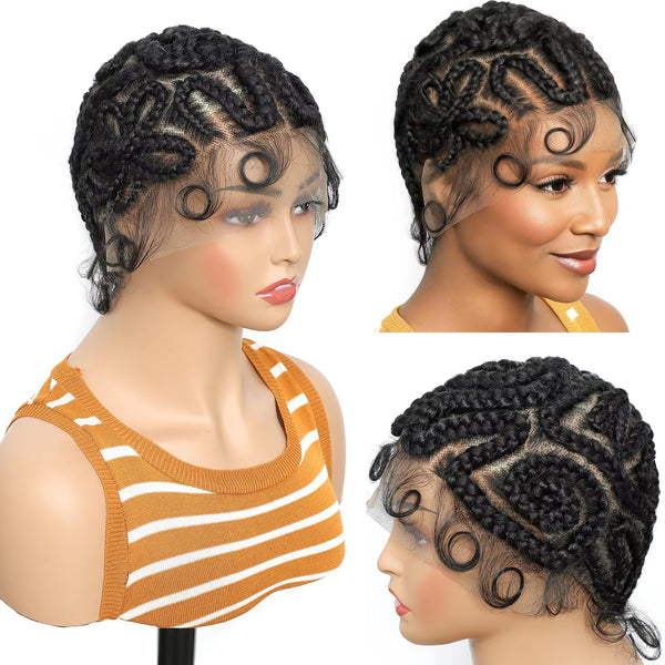 Full Lace Cornrow Braided Wigs 8inches Cross Braiding Hair Wigs with Baby Hair