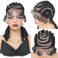 Full Lace 16inches Synthetic Cornrow Braided Wigs With Baby Hair
