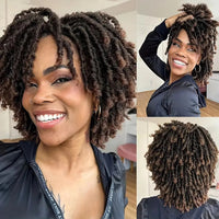 Locs Afro Bob Braided Wig Synthetic Faux Locs Crochet Twist Braiding Wig