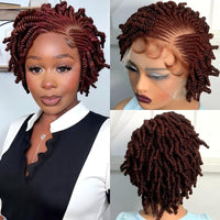 Short Bantu Braided Wigs Synthetic Full Lace Handmade Cornrow Braided Wigs with Baby Hair