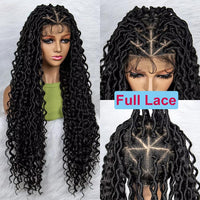 Synthetic Full Lace Water Wave Wavy Wig Knotless Faux Locs Braided Wigs