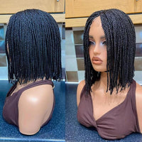 12Inch Micro Braids 6*6 Lace Front Synthetic Wigs Short Bob Box Braiding Wigs With Baby Hair