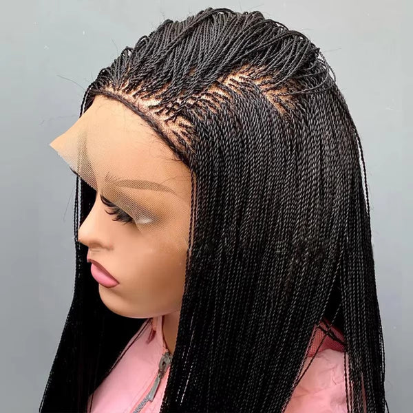 Micro Twist Braided Wig on Front Lace 28inches Glueless Tiny Twist Braid Wigs