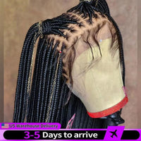 36Inch Synthetic Long Box Braided Wig Full Lace Straight Knotless Braid Wig With Baby Hair