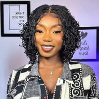 Pre Plucked Short Curly Full Lace Twist Braided Bob Wig with Baby Hair