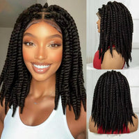 16 Inch Knotless Box Twist Braided Wigs HD Full Lace Braided Wigs with Baby Hair