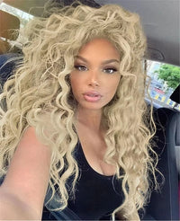Blonde & Mixed Curly Wavy Synthetic Wig for Men - Image 14