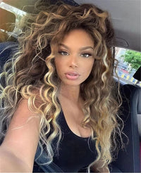 Blonde & Mixed Curly Wavy Synthetic Wig for Men - Image 15