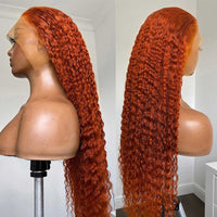 Lace Front Human Hair Wigs 34 Inch 99J Burgundy Deep Wave Lace Front Wig Red Colored Curly Human Hair HD Lace Frontal Wig