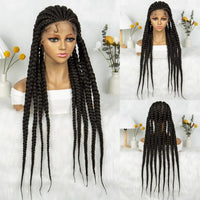 Knotless Braids Wigs Synthetic HD Transparent Full Lace Cornrows Braided Wigs With Baby Hair