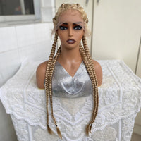 Synthetic Lace Front Wig 32 Inches 4 Twist Cornrow Braided Wigs With Baby Hair