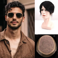 8" Straight Toupee Human Hair Wig for Men - Image 2