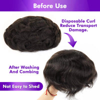Men's 8x10 Inch PU Toupee - European Human Hair V-Loop Ultra-Thin PU Base Hair Replacement System