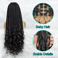 Transparent 9x6 Lace Frontal Boho Wig Synthetic Box Braids Goddess Braided Wigs with Baby Hair