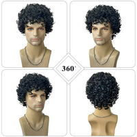 Mens Wig Short Curly Afro Wigs for Men Natural Curly Layered Synthetic Replacement Wig for Male Party Cosplay Halloween
