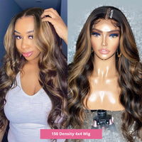 Highlight Wig Ombre Body Wave Lace Front Human Hair Wig Brazilian 30 Inch Water Wavy Wig For Women Honey Blonde Lace Frontal Wig