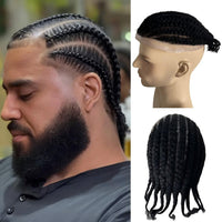 Braided Full Lace Human Hair Toupee for Men - Image 1