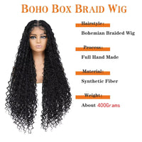 Full Lace Synthetic Long Bohemian Braided Wigs Boho Box Braid Wigs Twisted Braids Wigs with Baby Hair