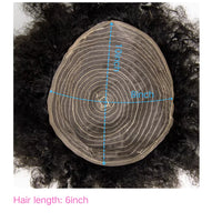 Black Curly Kinky Toupee Human Hair Toupee for Men - Image 2