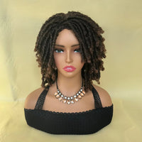 Locs Afro Bob Braided Wig Synthetic Faux Locs Crochet Twist Braiding Wig