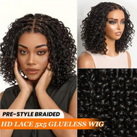 Ready And Go Knotless Braided Human Hair Curly Wigs Glueless 5x5 HD Lace Wigs Pre-Cut Lace Braided Wigs