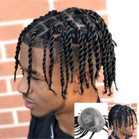 Twist Braids Wig For Man Indetectable Male Hair Prosthesis Crochet Braids Toupee Hair Men Braided Skin Hair System