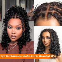 Black Curly Braided HD Lace Human Hair Wig for Women - Image 1
