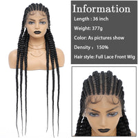 Synthetic Full Lace Cornrow Box Braids Wig 36Inch Long Braided Lace Front Wigs for Women Jumbo Knotless Box Braid Lace Wigs