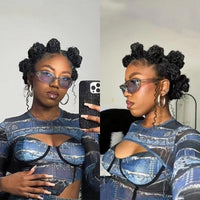 16" Bantu Knots Braided Wigs Synthetic Full Lace Wig