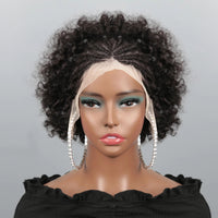 Afro KinkyCurly Human Hair 13x4 Lace Front Pre Braided Braided Wigs