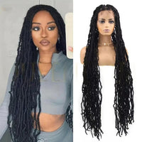 40" Butterfly Locs Synthetic Wig 360 Full Lace Soft Braided Senegalese Twist Hair Style