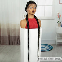 48inch Super Long Cornrow Braided Wigs Synthetic Full Lace Kontless Braids Wig