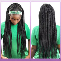 32" Synthetic Knotless Transparent Full Lace Cornrow Braided Wigs