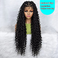 Synthetic Full Lace Water Wave Wavy Wig Knotless Faux Locs Braided Wigs