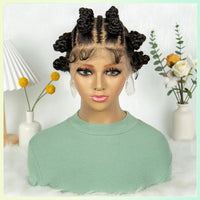 Synthetic Full Lace Braided Wigs Short Cute Handmade Bantu Braided Wigs with Baby Hair