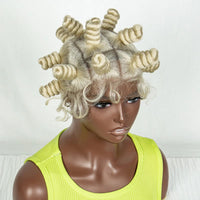 613 Blonde Handmade Bantu Braided Wigs Synthetic Full Lace Knotless Braided Lace Wig