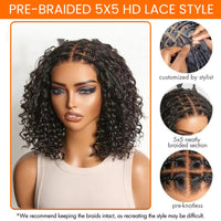 Brown & Mixed Curly Braided HD Lace Human Hair Wig for Women - Image 4