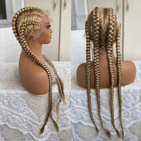Synthetic Lace Front Wig 32 Inches 4 Twist Cornrow Braided Wigs With Baby Hair