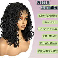 Synthetic 4x4 Lace Front Braid Wig 14inch Curly Faux Locs Large Parting Space Twist Dreadlock Wigs