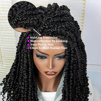 Braided Dreadlock Curly Wig 18 Inches Synthetic Soft Faux Locs Wigs Braiding Crochet Twist Hair Wigs For Black Women