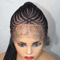 Updo Braided Wigs Synthetic Lightweight Full Lace Wig With Baby Hair 30Inch Knotless Ponytail Cornrow Braids Wig